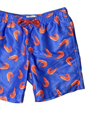 Crown & Ivy Men's Swim Shorts Shrimp Print Size Med Good Cond.